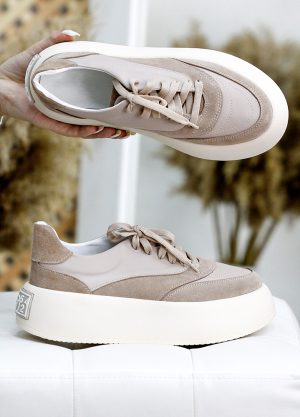 Шкіряні кеди беж Bruklin 7768