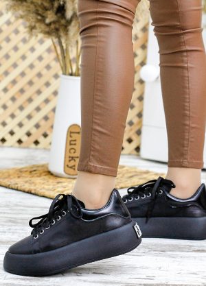 Шкіряні чорні кеди Bruklin 7788