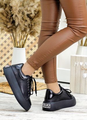 Шкіряні чорні кеди Bruklin 7788