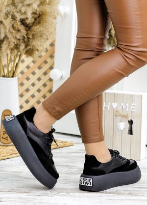 Шкіряні чорні кеди Bruklin 7790